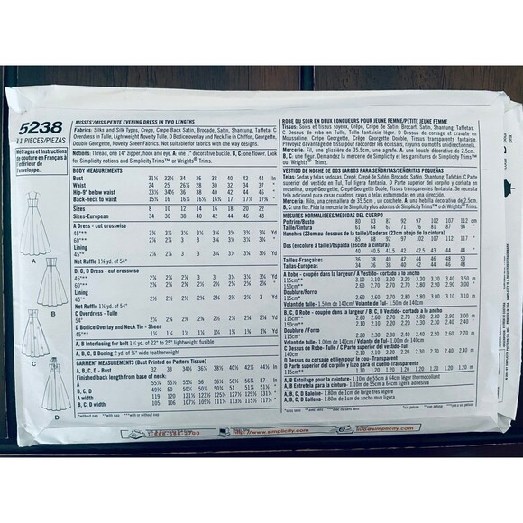 Simplicity 5238 Strapless Spaghetti Strap Prom Formal Dresses McClintock Sz 8-14 - Picture 2 of 2